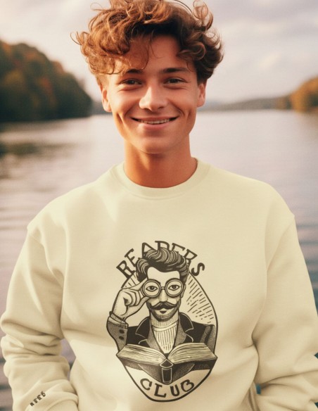 Sudadera hombre algodón orgánico Readers Club- Reader in the club