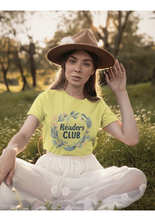 Camiseta mujer algodón orgánico Readers Club-Leaves and letters
