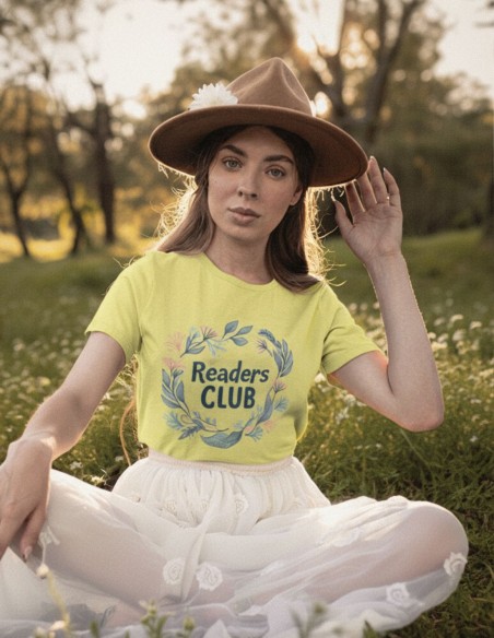 Camiseta mujer algodón orgánico Readers Club-Leaves and letters