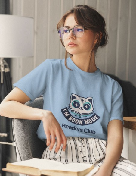 Camiseta mujer algodón orgánico Readers Club- Kitten Reader